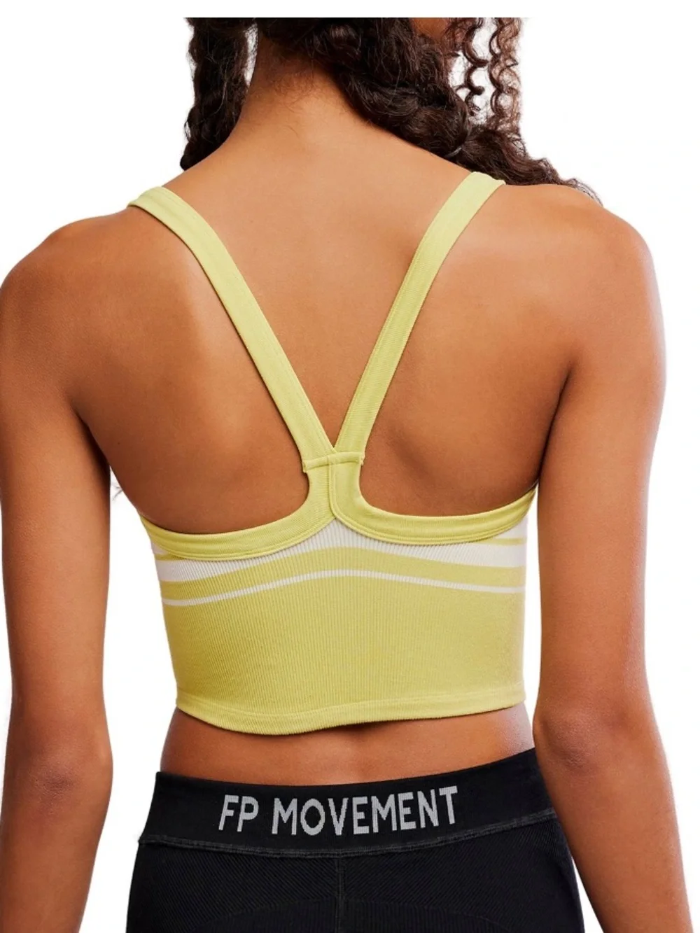 FP MOVEMENT All Clear Cami Tank Top NWT Striped Honeydew White  Chartreuse